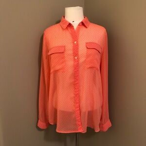 Old Navy Long Sleeve Sheer Blouse Orange Size Large